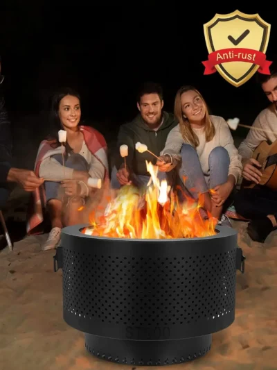 Smokeless Fire Pits for Outside with Portable Carrying Storage Bag, 20x14 Inch Firepits Outdoor Wood Burning, Low Smoke