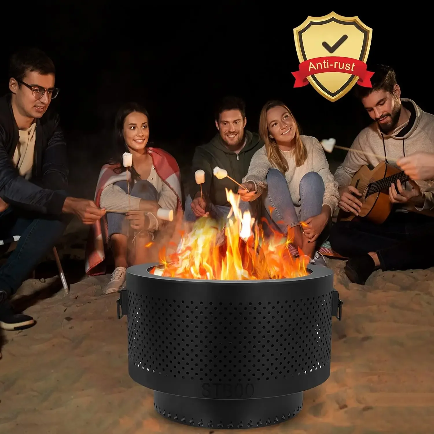 Smokeless Fire Pits for Outside with Portable Carrying Storage Bag, 20x14 Inch Firepits Outdoor Wood Burning, Low Smoke