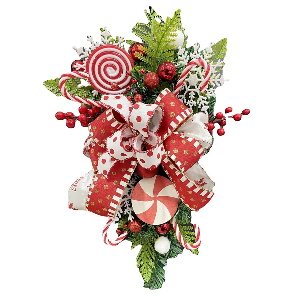 Christmas Candy Upside Down Tree Garland Decoration Simulation Plant Wreath In Front Of The Garden Indoor And Outdoor Decoration - Image 7