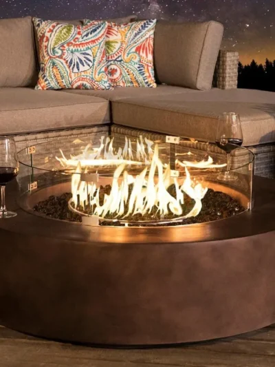 Fire Pits with Dark Bronze 40.5-inch Round Base Patio Heater, Waterproof Cover & Wind Guard, Fire Pit Coffee Table Fire Pits