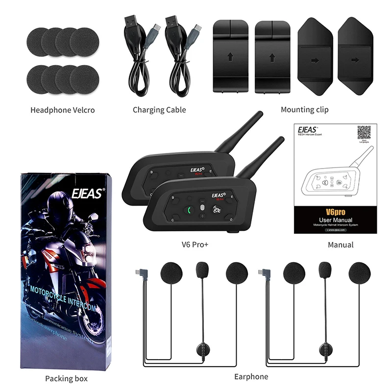 EJEAS Only Official Oversea Store V6PRO+ Motorcycle Intercom Helmet Bluetooth5.1 - Image 7