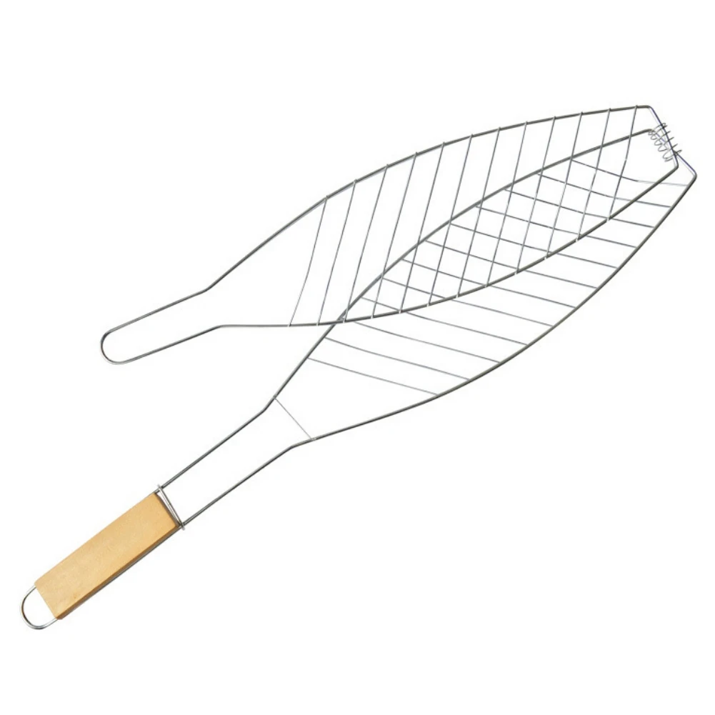 Flexible Non stick Fish Grilling Basket with Folding Handle, Portable Burger Mesh - Image 2