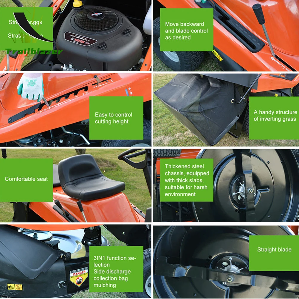 Agricultural Ride-on Lawn Mower Tractor Grass Cutting Machine 30 Inches Lawn Mower Tractor Electric Riding Mower - Image 6