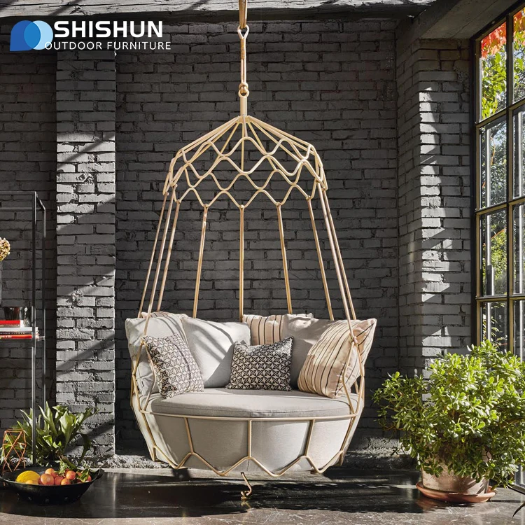 Outdoor garden patio hanging ceiling rocking chair egg chair furniture - Image 2