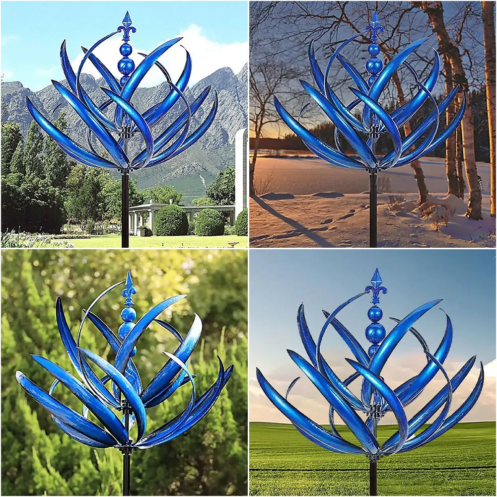Harlow Wind Spinner Metal Windmill 3D Wind Powered Kinetic Sculpture Lawn Metal Wind Solar Spinners Yard and Garden Decor - Image 2