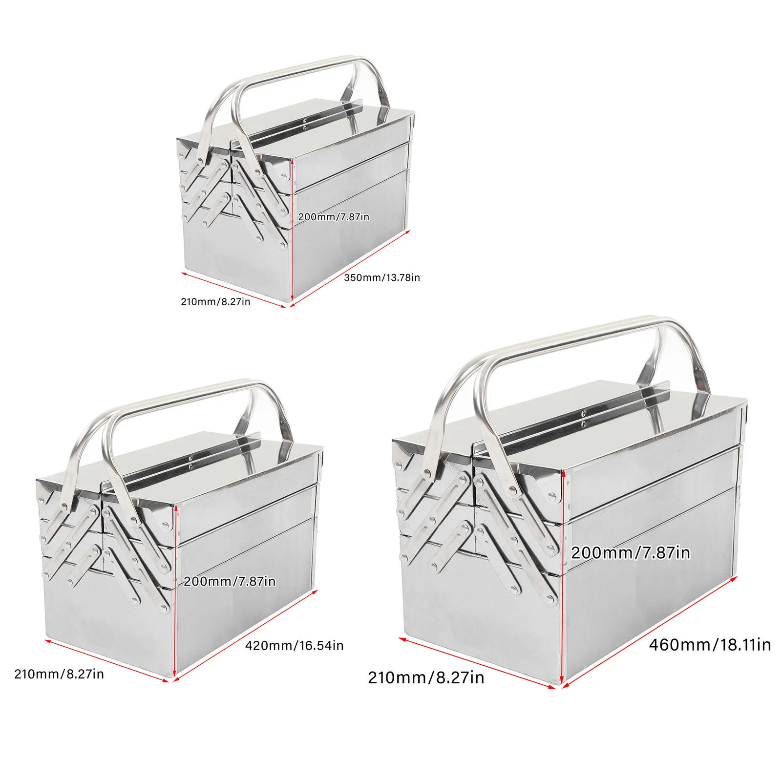 Cantilever Tool Box Rustproof High Hardness Retractable Portable Folding - Image 4