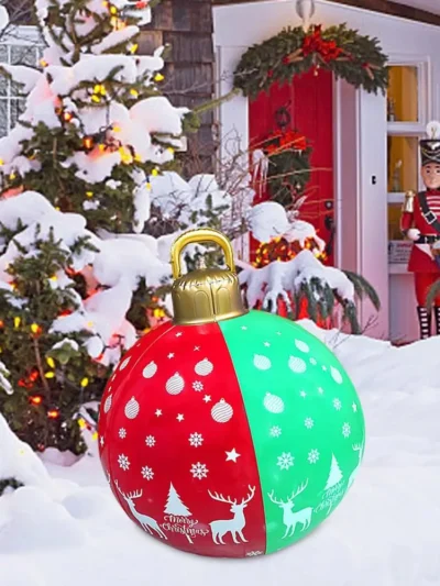 60cm Large PVC Christmas Balls Outdoor Lighted Inflatable Ornaments