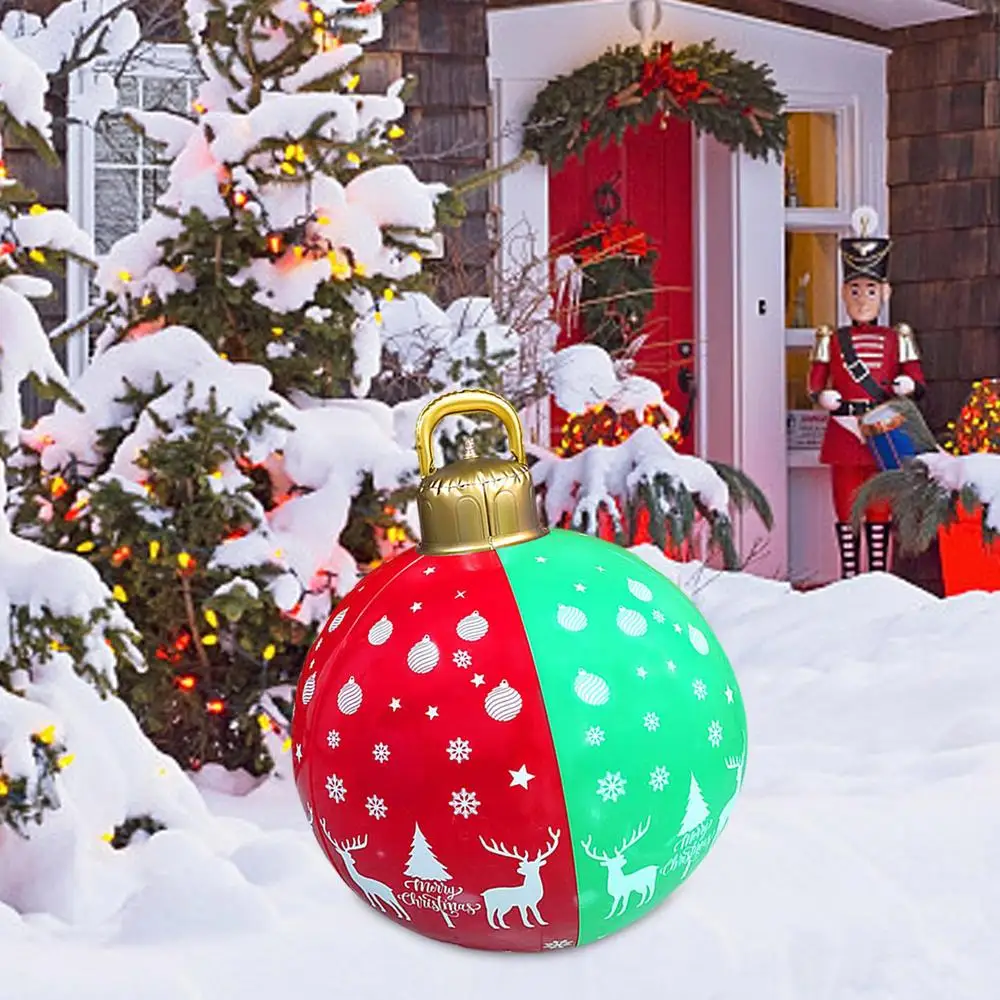 60cm Large PVC Christmas Balls Outdoor Lighted Inflatable Ornaments