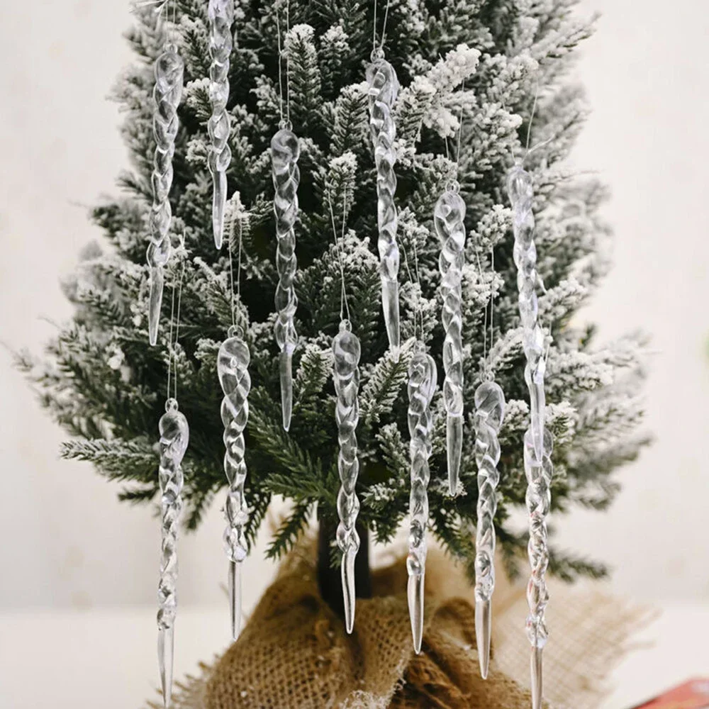 24pcs Simulation Icicles Acrylic Decoration For Christmas Tree Hanging Outdoor Window Winter scene - Image 5