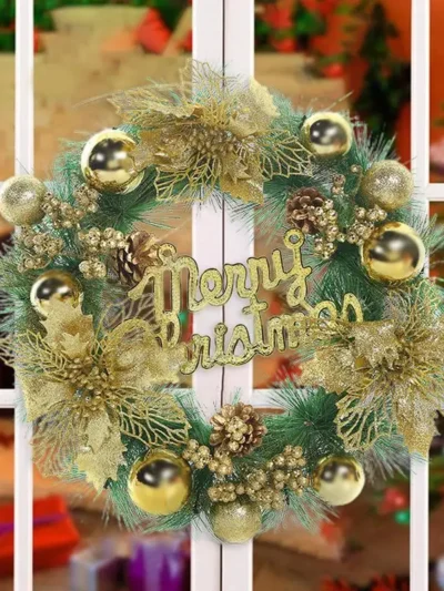 Pine Cone Lighted Christmas Door Wreath