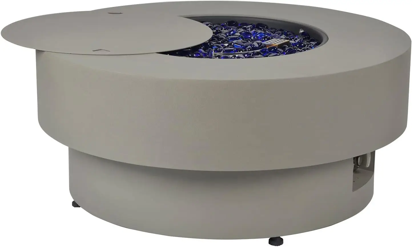 Propane Outdoor Fire Pit Table, Flint & Concrete Look 33-inch Round Patio Gas Fire Table 50,000 BTU w/Lid, Fire Glass - Image 4