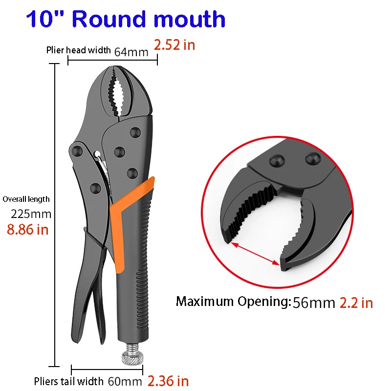7/9/10" Multi-Function Locking Pliers Round/Straight Mouth Pipe Wrench - Image 13