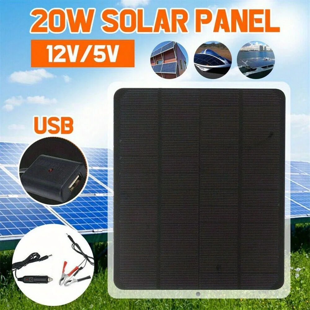 20W Solar Panel 12V Trickle Charge Battery Charger - Image 3