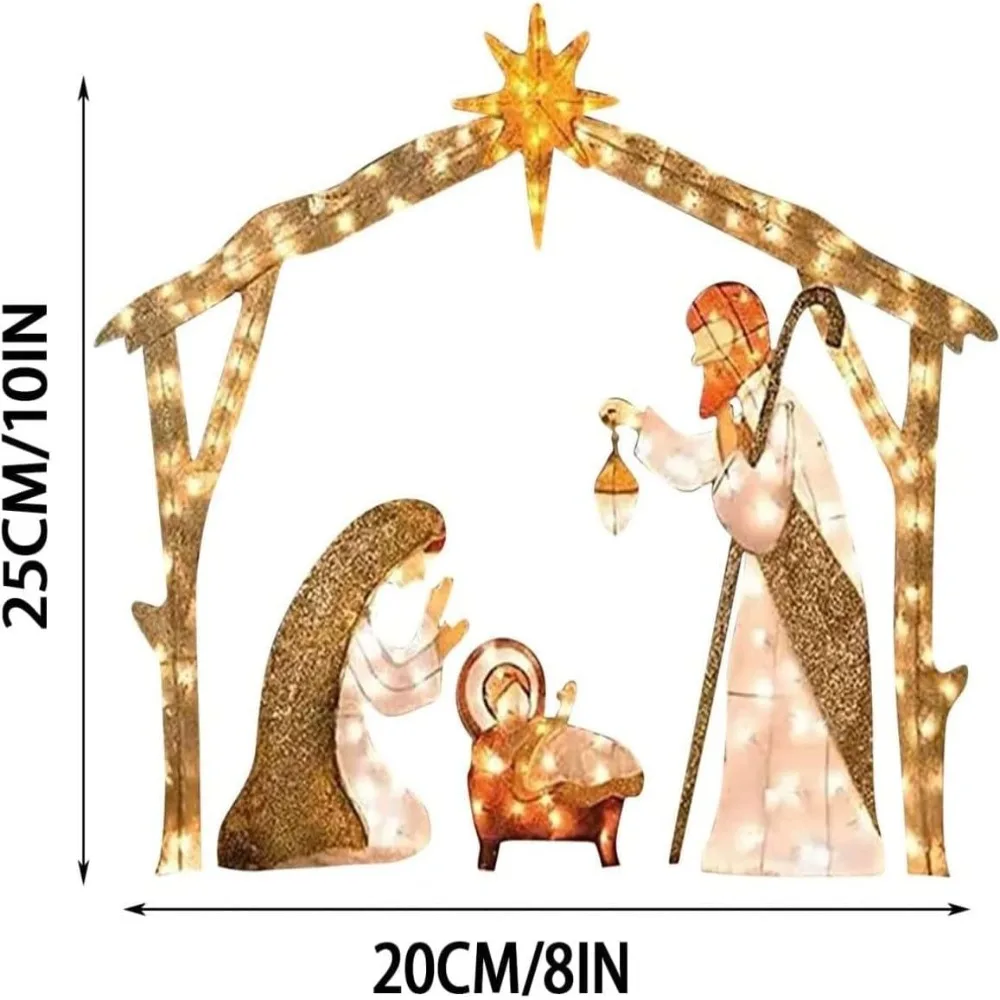 5.5FT Outdoor Lighted Nativity Scene Waterproof Christmas Yard Decoration - Image 6