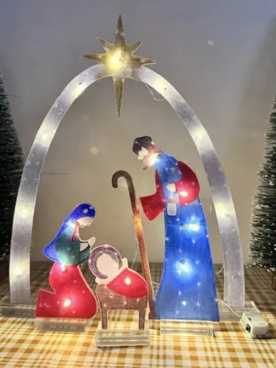 Lighted Outdoor Nativity Scene With LED Lights