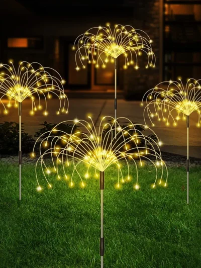 Warm Firework Fairy Solar LED Pathway Lights Outdoor Waterproof