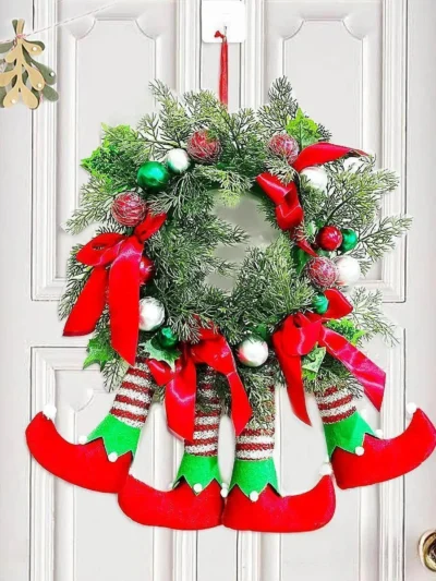 Christmas Elf Legs Wreath Front Door