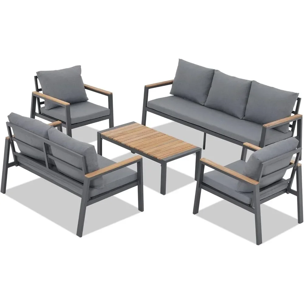 Aluminum Patio Furniture Set 5 Piece Outdoor Set with Cushions, Outdoor Patio Furniture, Patio Sofa Furniture for Deck, Backyard - Image 7