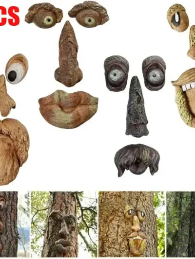Outdoor Tree Face Statues Old Man Tree Hugger Bark Ghost Face Decoration Funny Yard Art Tree Decor Outdoor Garden Creative Props