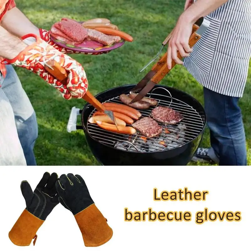 1 pair of High Temperature Resistance Oven Mitts Fireproof Barbecue Heat Insulation Microwave Oven Gloves - Image 3