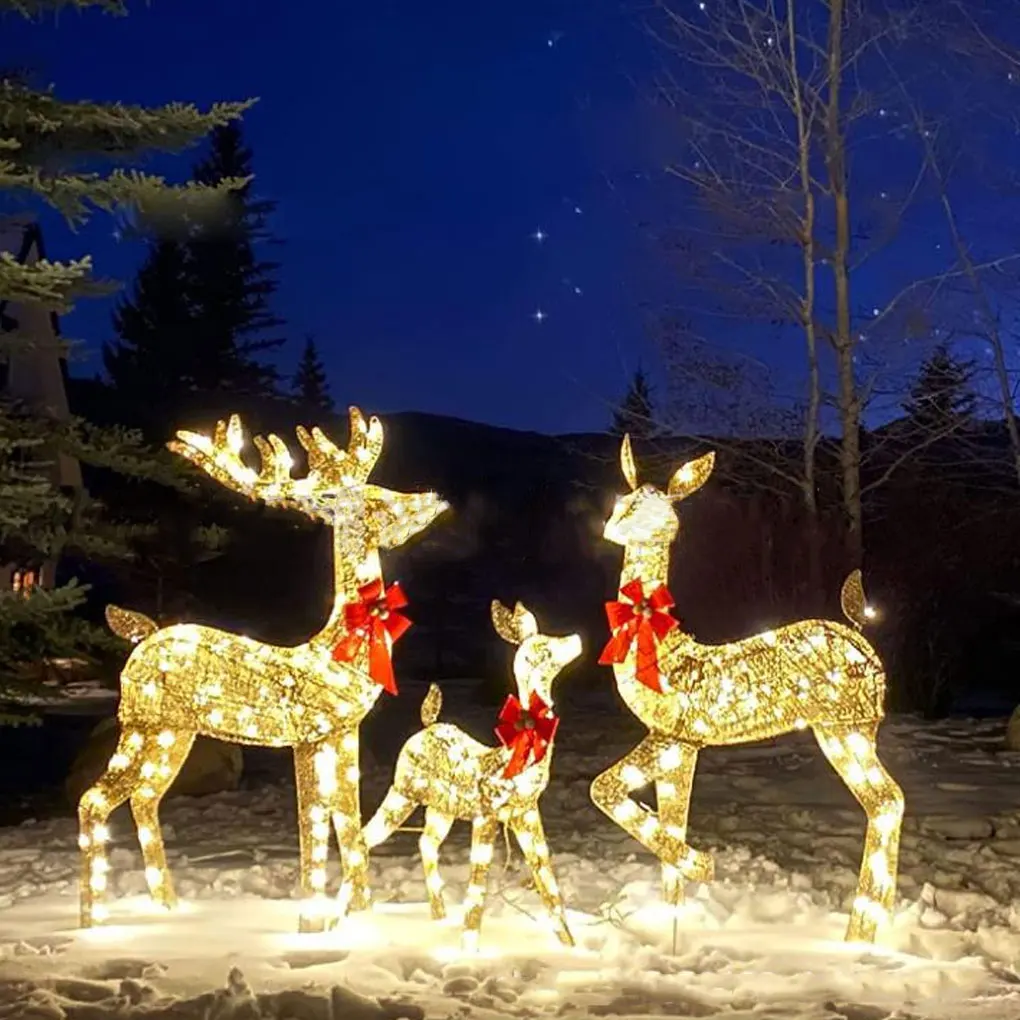 Lighted Christmas Deer Sleigh Outdoor Yard Decoration - Image 2