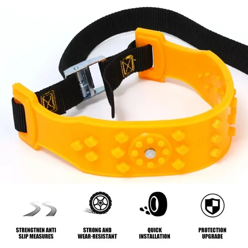 Car Snow Chains Winter Auto Motorcycle Bicycle Tire Anti-skid Bull Tendon Steel Nail Chain Adjustable Length Car Emergency Tools - Image 6