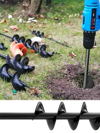 9 Size Garden Auger Drill Bit Tool Ground Drill Earth Drill Spiral Hole Digger Flower Planter Seed Planting Gardening Fence Yard