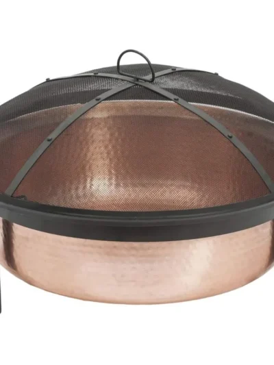 SH101 Hand Hammered 100% Copper Fire Pit with Screen and Cover