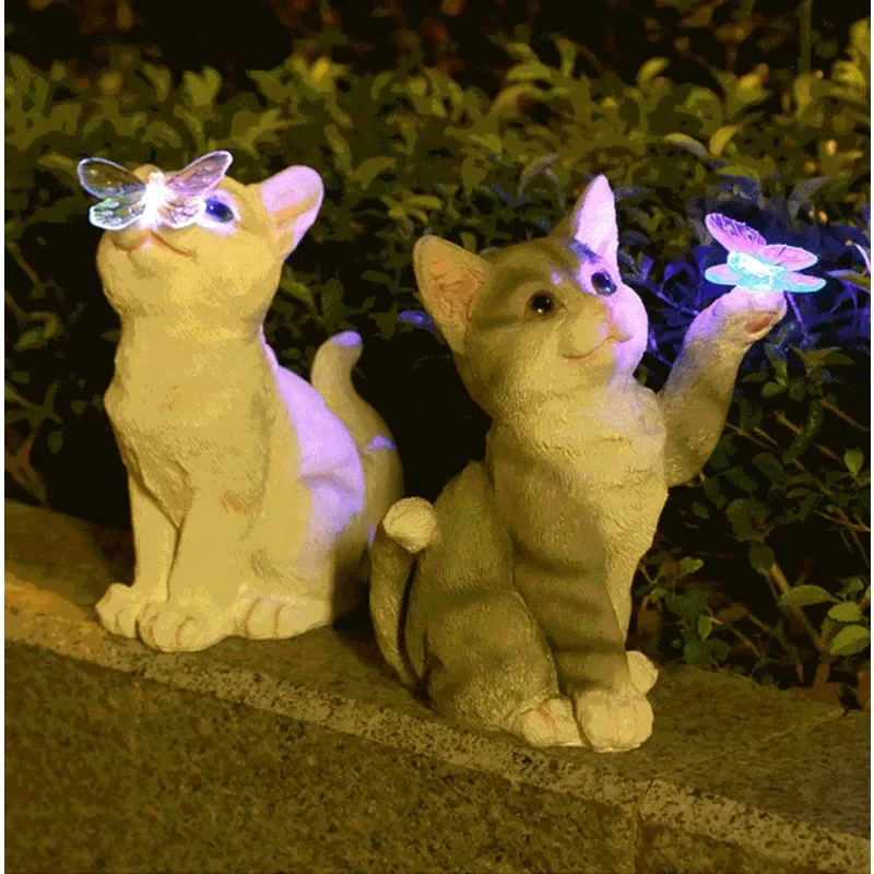 Solar Garden Lawn Animal Sculpture Luminous Resin Yard Cat Art Statue - Image 5