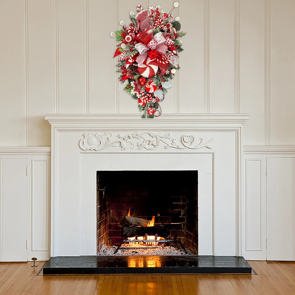 Christmas Candy Upside Down Tree Garland Decoration Simulation Plant Wreath In Front Of The Garden Indoor And Outdoor Decoration - Image 3