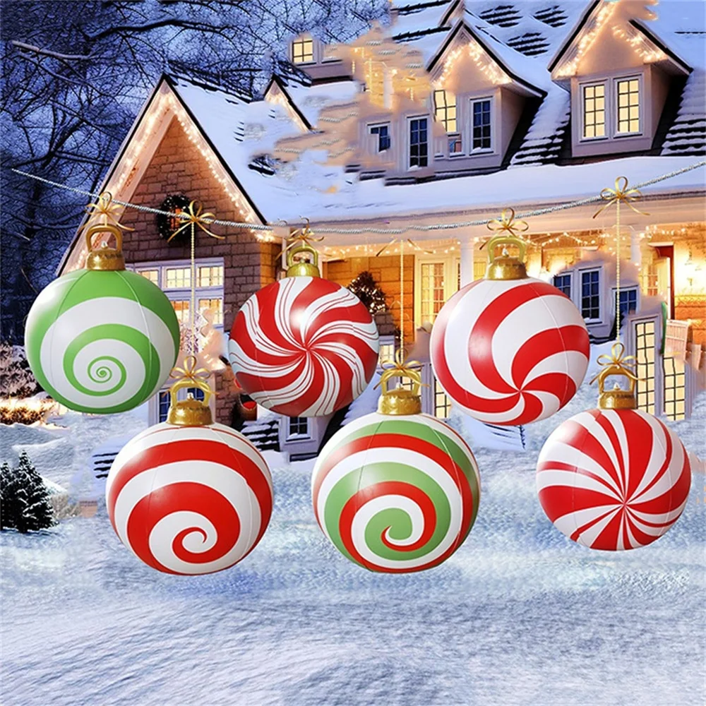 60cm Inflatable Christmas Balls PVC Giant Big Large Balloon Outdoor Decorations - Image 3