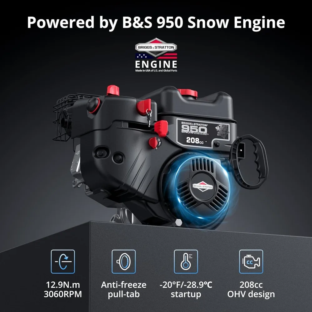 24-Inch Self-Propelled Gas Snow Blower, Powered by B&S 208cc Engine, Electric Start, 13-Inch Snow Tires, Handle Warmer,Two-Stage - Image 3