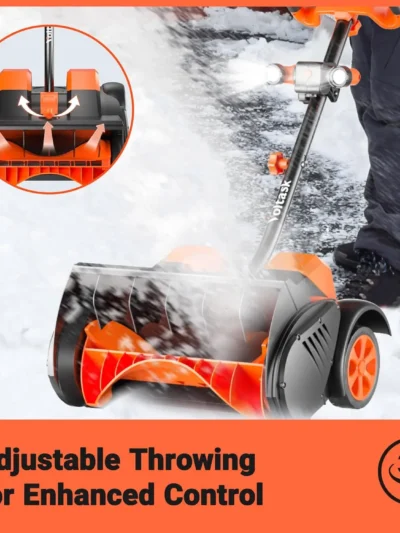 Snow Shovel with Wheels, 48V | 16-Inch | 4-Ah Brushless Cordless Snow Blower, Battery Snow Blower