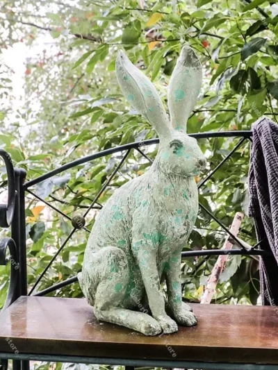 Nordic Easter Decorations for Home Rabbit Crafts Garden Home Decor Artificial Animals Sculpture Bunny Rabbit Ornaments Garden
