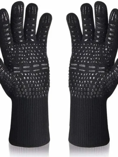 BBQ Gloves 1472℉ Heat Resistant Grilling Gloves Silicone Non-Slip Oven Mitts Kitchen Gloves for Barbecue Grilling Cooking Baking