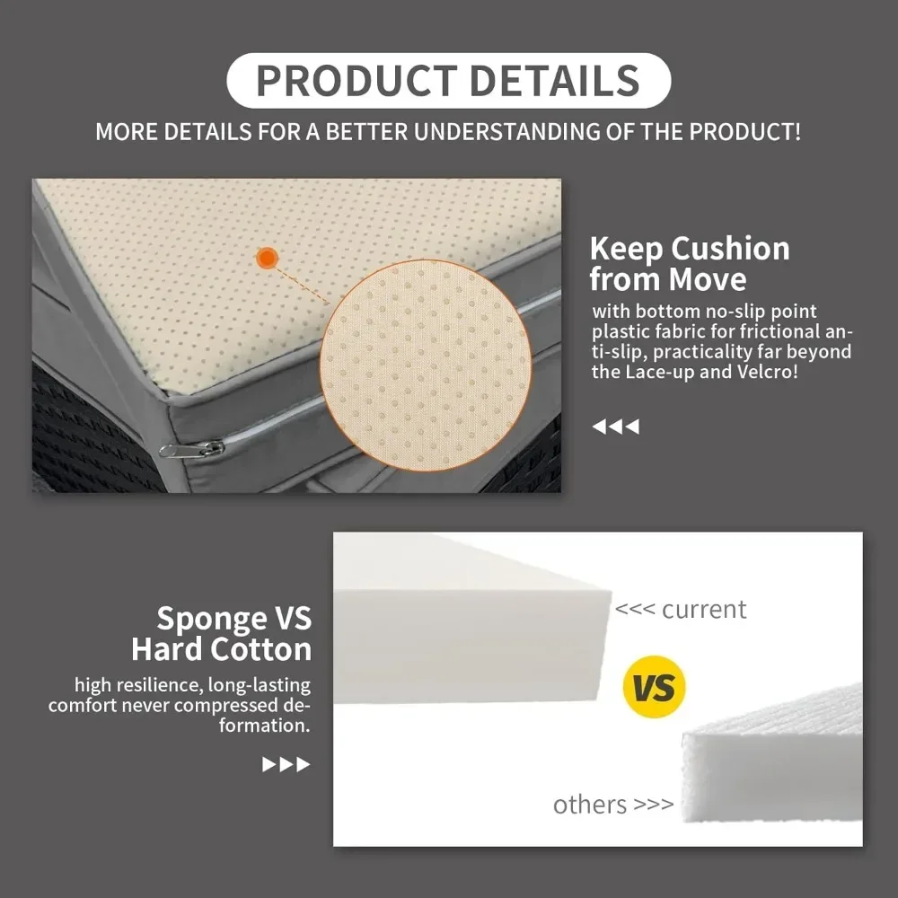 3 Pieces Patio Furniture Set Outdoor Sectional Wicker Patio Furniture Patio Couch with Ottoman and Outdoor Storage Table - Image 4