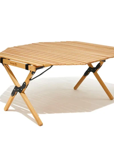 Yjq Outdoor Folding Table Solid Wood Portable Camping Egg Roll Picnic Camping Self-Driving Tour Multifunctional Table