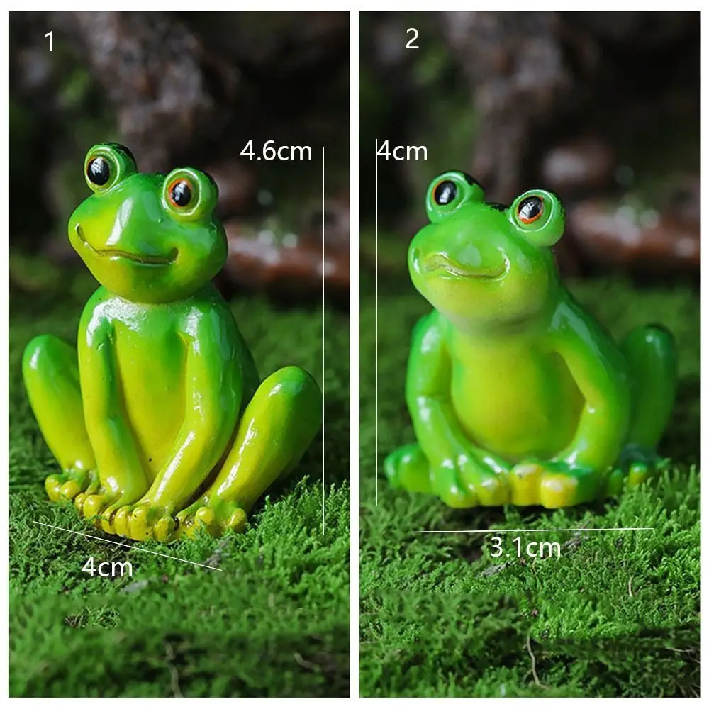 Mini Frog Figurines Flowerpot Decorations Cartoon Green Micro Landscape Decoration Realistic Resin Garden Frog Ornament Yard - Image 6