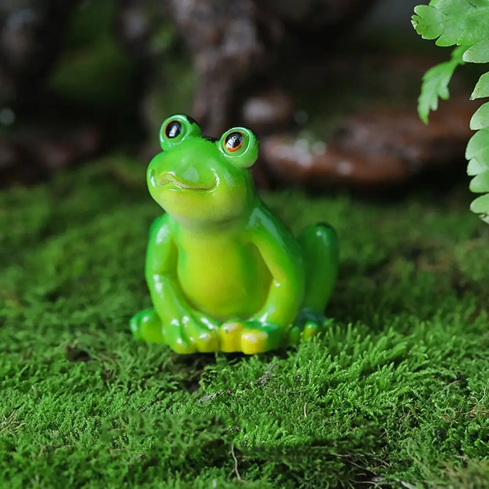 Mini Frog Figurines Flowerpot Decorations Cartoon Green Micro Landscape Decoration Realistic Resin Garden Frog Ornament Yard - Image 8