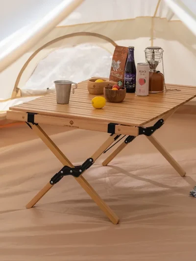 roll up camping table bbq picnic folding Storage Stand portable fold wood outdoor tables