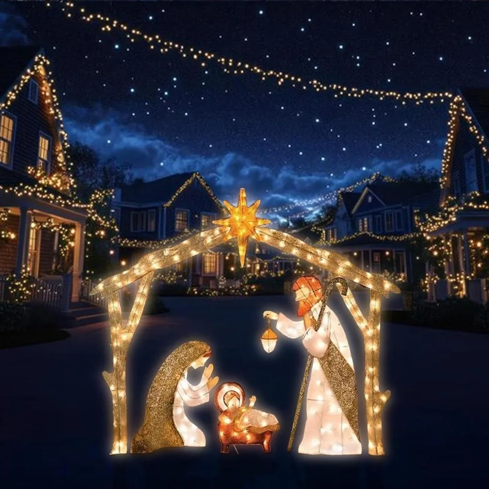 5.5FT Outdoor Lighted Nativity Scene Waterproof Christmas Yard Decoration - Image 2
