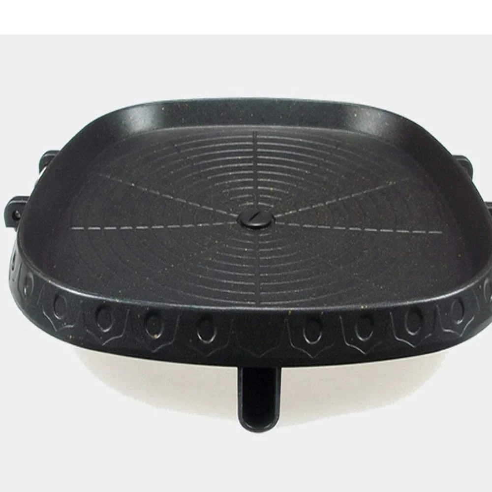 Korean BBQ Grill Pan Square Double Layered Thickened Non-stick Smokeless Barbecue Stovetop Plate For Indoor Outdoor Grilling - Image 2
