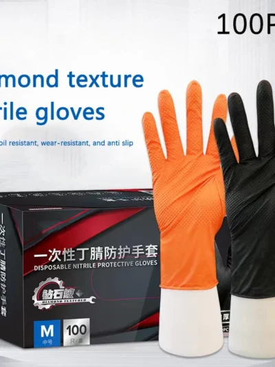 Disposable Orange/Black Nitrile Gloves For Household Cleaning Work Safety Tools Gardening Gloves Kitchen Cooking Tools Tatto