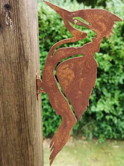 Rusty Metal Bird Silhouettes Garden Fence Decor Woodpecker Robin Country Yard Stake Design Art Gardening Decoration Supplies