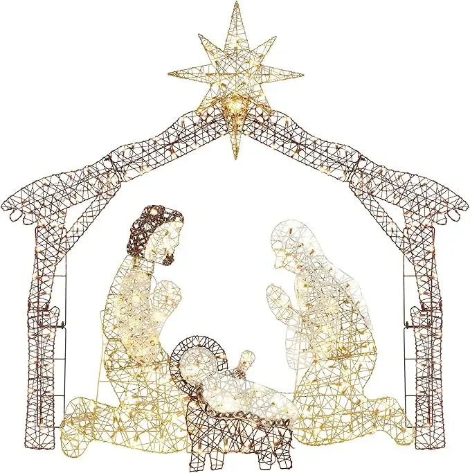 6ft Lighted Outdoor Nativity Scene, Christmas Holy Family Yard Decoration w/ 190 LED Lights, Stakes, Zip Ties - Image 7