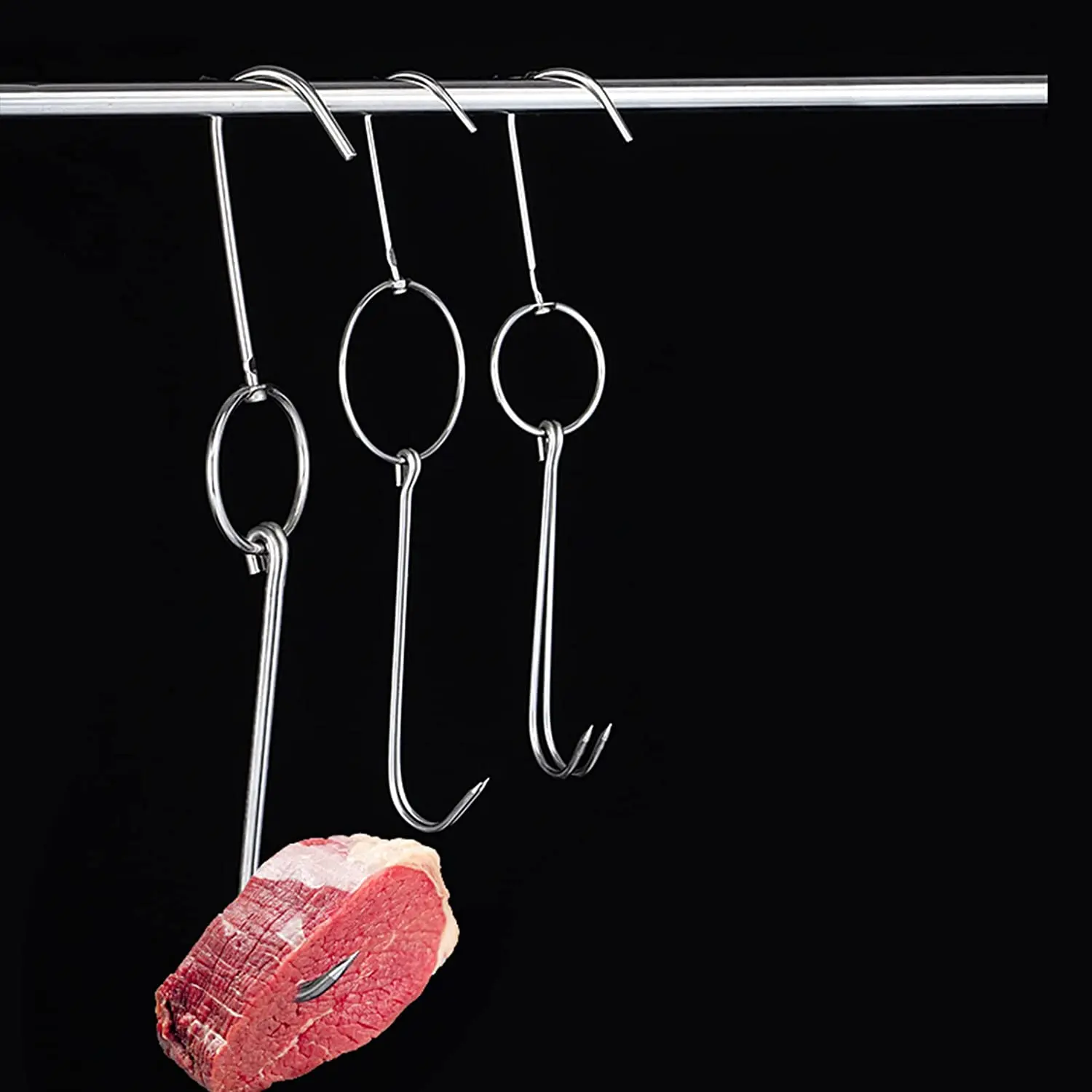 Stainless Steel Meat Hooks with Double Hook Poultry Roast Duck Bacon Hanging Hook Grill Hanger for Drying Cooking BBQ Utensils - Image 4