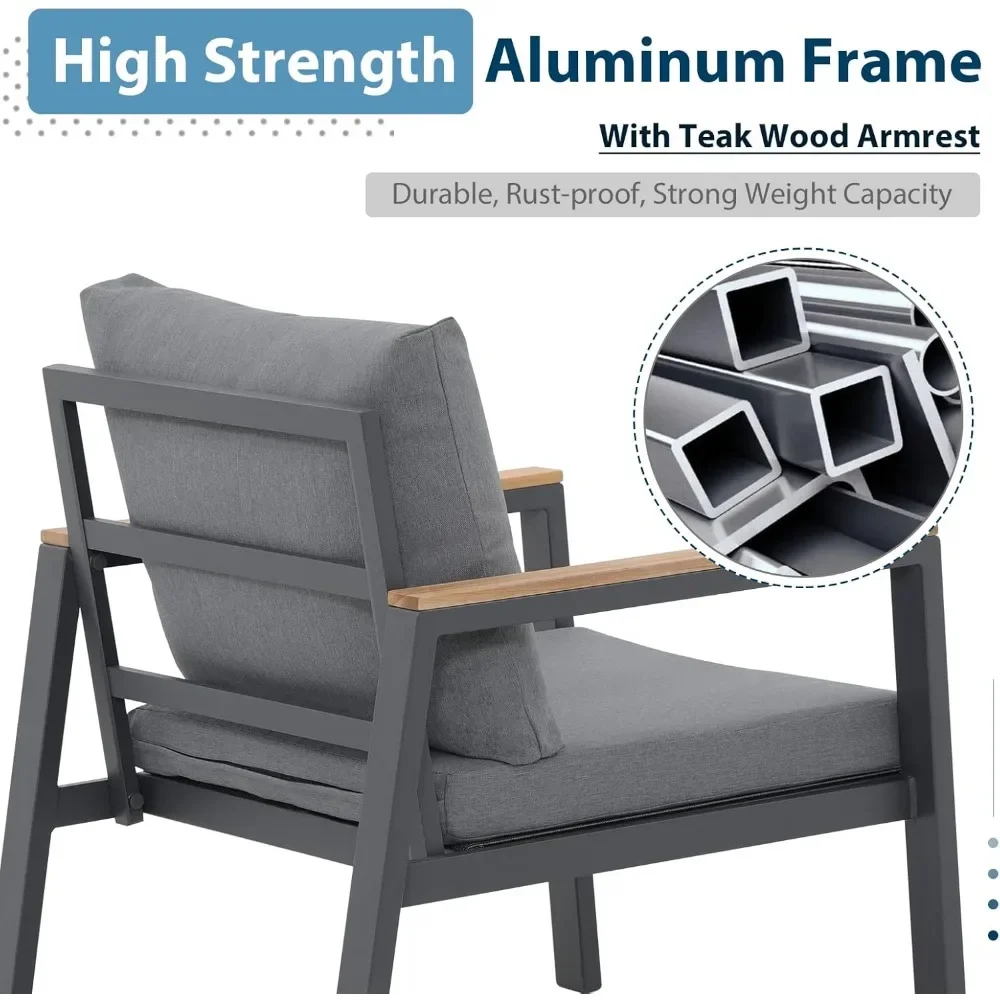 Aluminum Patio Furniture Set 5 Piece Outdoor Set with Cushions, Outdoor Patio Furniture, Patio Sofa Furniture for Deck, Backyard - Image 5