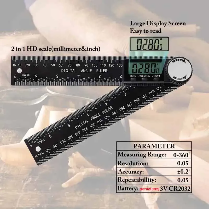 1 PC 2 in 1 Digital Angle Detector Scale Suitable for Woodworking Measurement Tools - Image 2