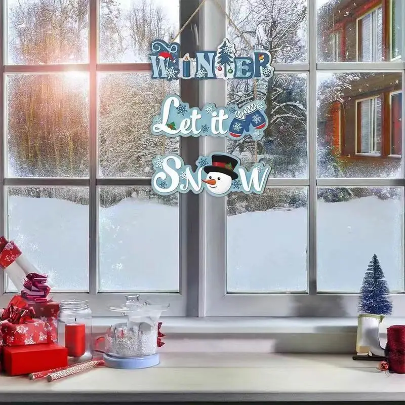 Wooden Snowman Snowflake Winter Sign Christmas Decoration - Image 2