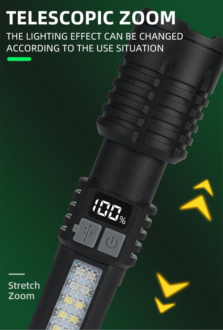 Portable Rechargeable High Power LED Flashlights With Display Screen Zoom - Image 12